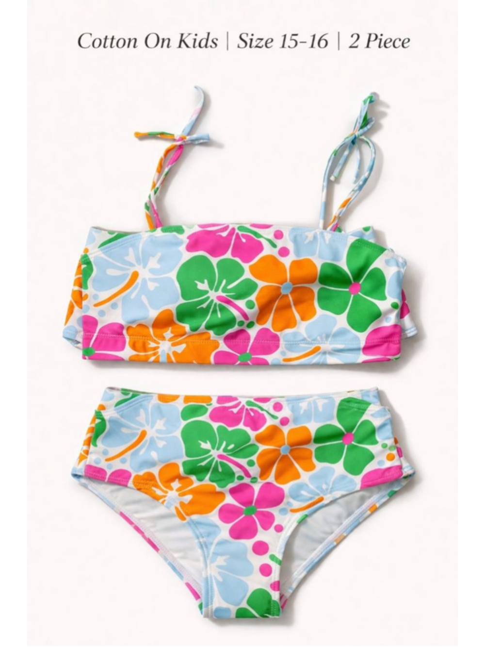 Cotton On Kids Floral Bikini Set Size 15-16 NWT 2 Piece Swimsuit Bright Tropical